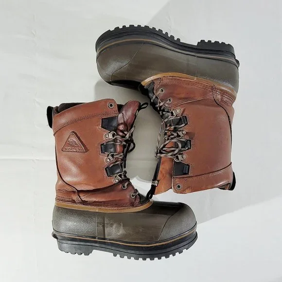 ROCKY Men's US 9 Polartec Insulated Duck Boots Leather & Rubber Muck Work Boots - Picture 6 of 11